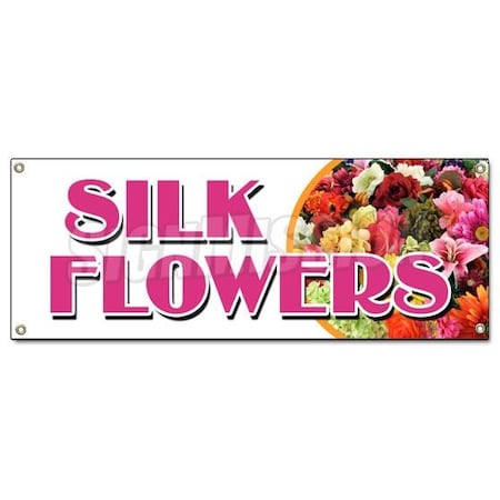 Signmission SILK FLOWERS BANNER SIGN arrangements artificial plants trees wreath B-Silk Flowers